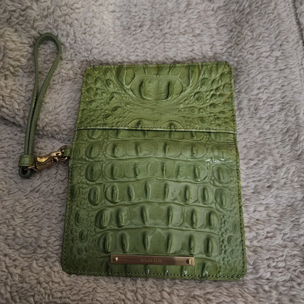 Brahmin Green Croc-Embossed Wristlet - Picture 3 of 16